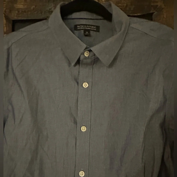 Banana Republic Non-Iron Tailored Slim Fit Long Sleeve Dress Shirt Size M Blue - Picture 2 of 6